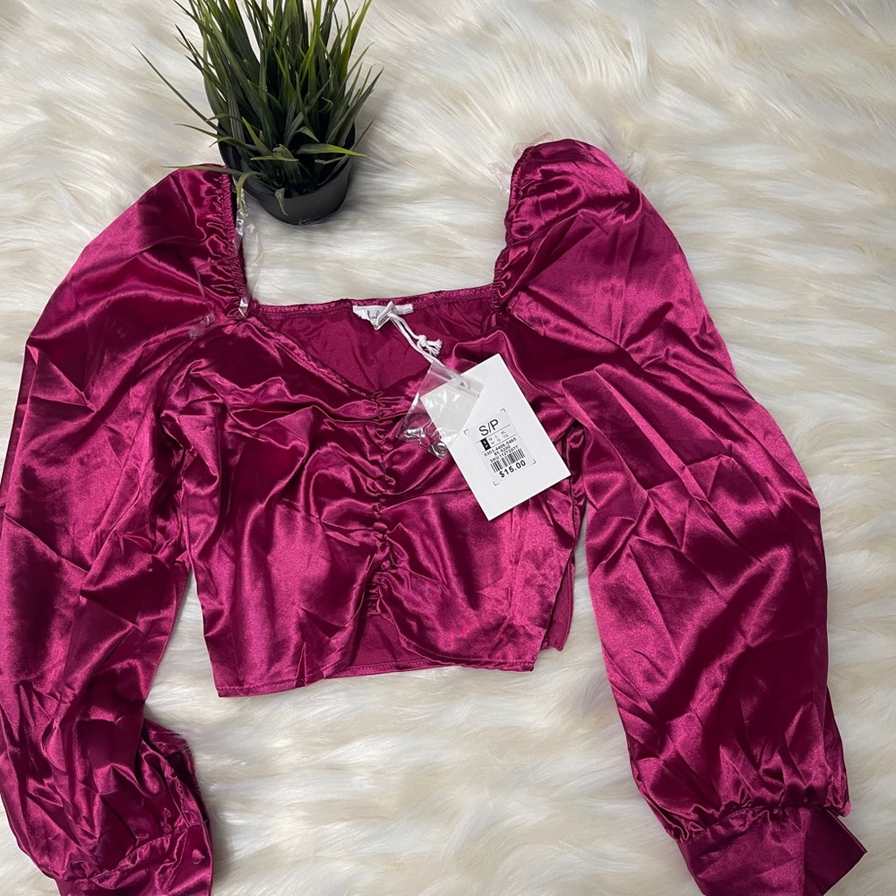 Satin Long Sleeve Crop top